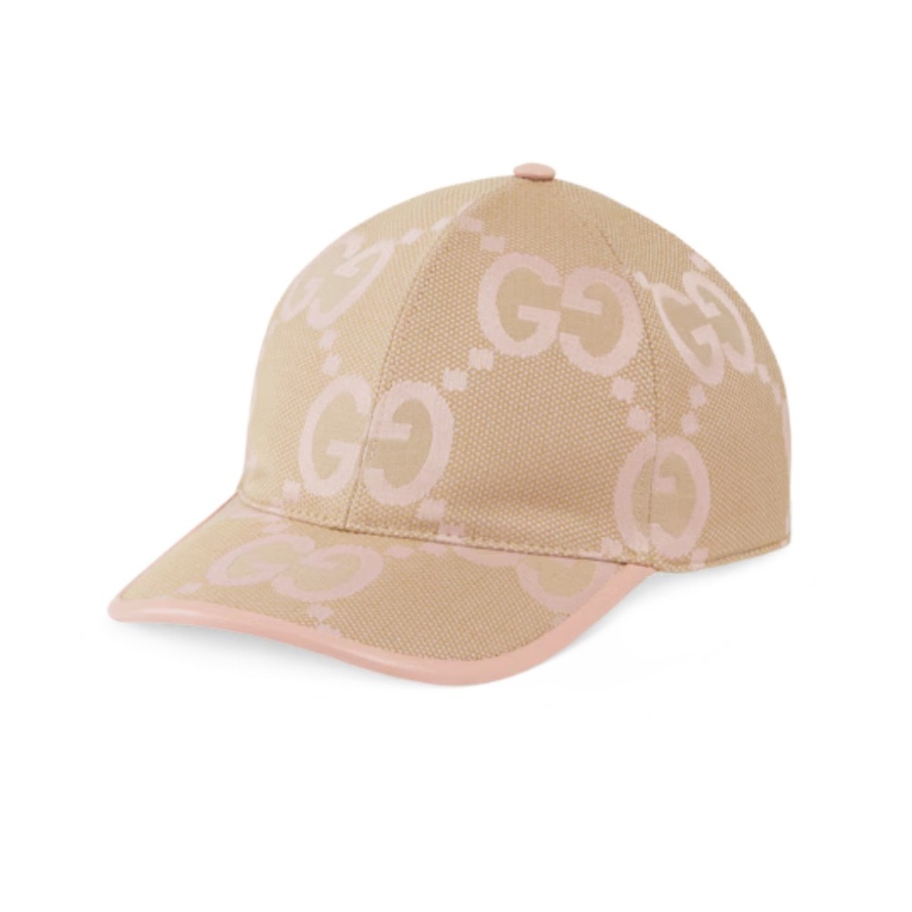 Gucci Tan and Pink Monogram Cap